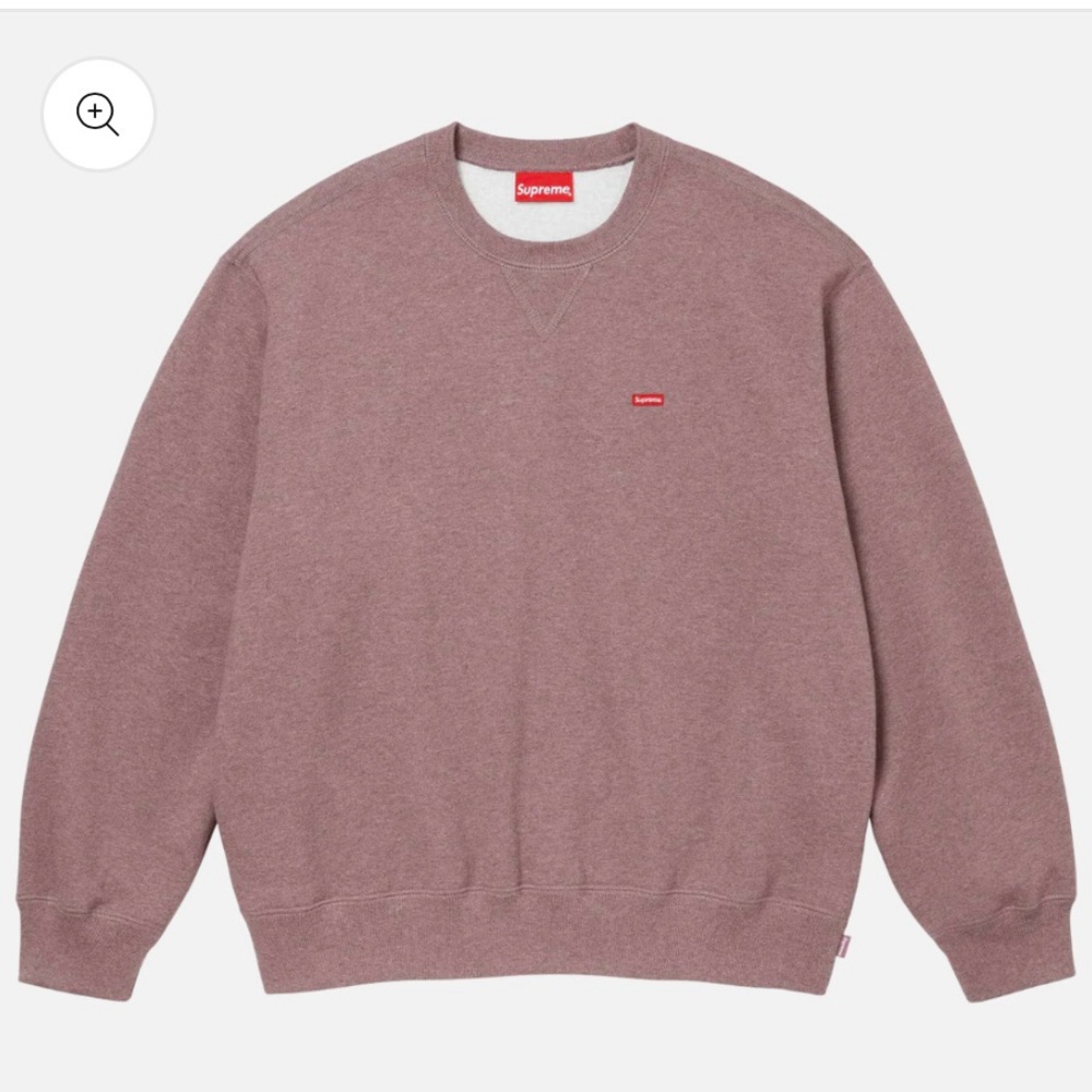 supreme small box logo crewneck sweatshirt in heather mauve size xxl